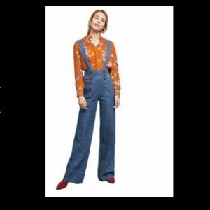 Anthropologie Pilcro high waisted wide leg denim jumpsuit size 27